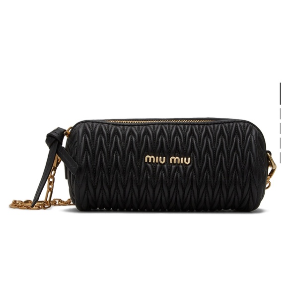 Miu Miu Black Leather Matelassé Shoulder Bag - Picture 5 of 6